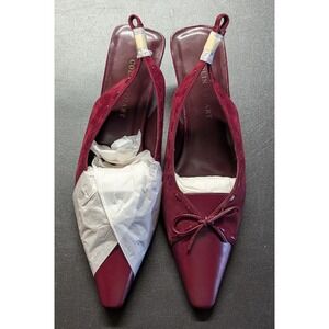 size 7.5 - Victoria Secret - Colin Stuart Red Leather & Suede Sling Backs  - NIB